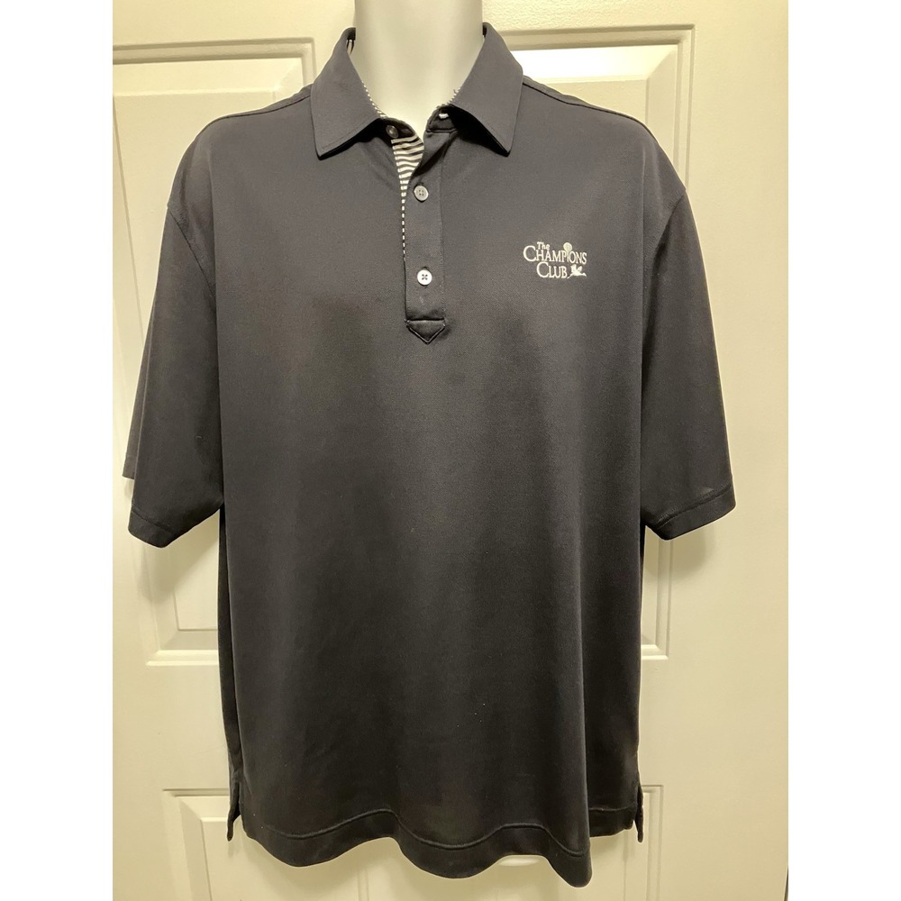 FootJoy Polo Shirt Men's Large Performance Blue Short Sleeve Champions Golf Club
